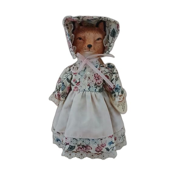 Porcelain Wolf "House of Global Art" 1983 Ornament Decor Wolf in Bonnet Dress - Picture 1 of 10